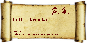 Pritz Havaska névjegykártya